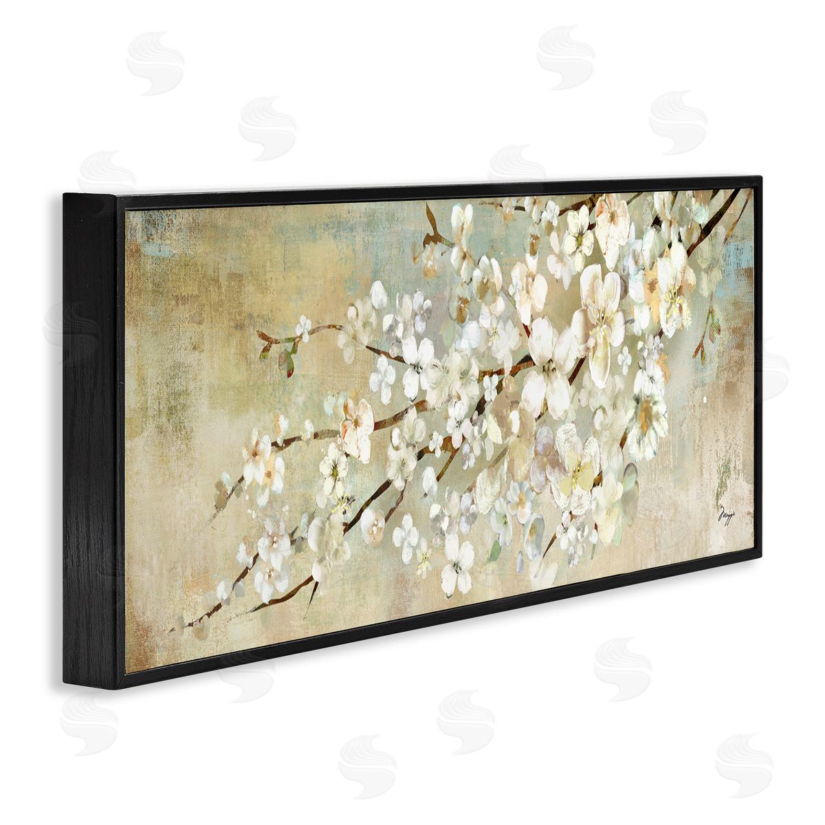 Blooming Flower Tree Branch Painting Black Frame Print Wall Art, Home Decor by Main Line Studio