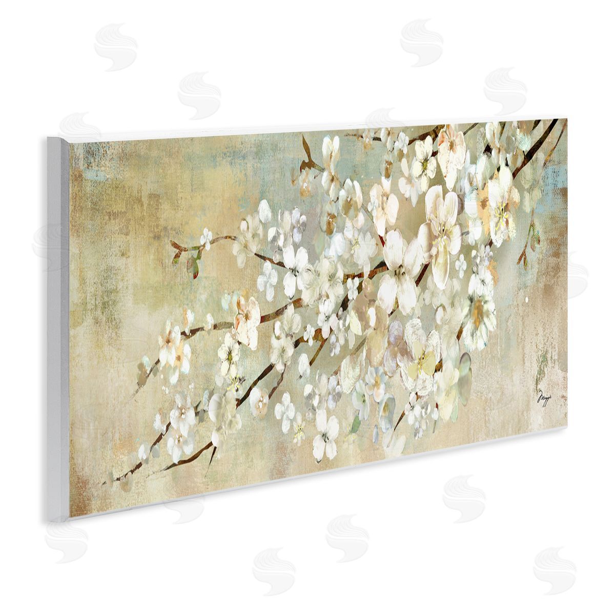 Blooming Flower Tree Branch Painting Wood Plaque Wall Art, Home Decor by Main Line Studio