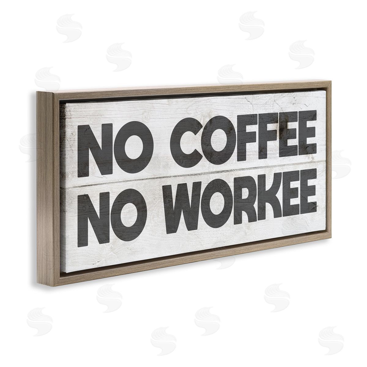 No Coffee Funny Office Phrase Brown Floating Frame Canvas Wall Art, Home Decor by Stupell Studio