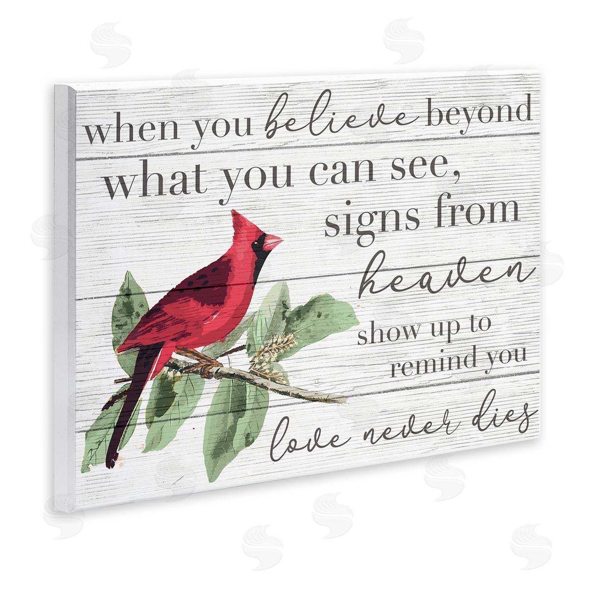 Love Never Dies Inspirational Cardinal Wood Plaque Wall Art, Home Decor by Stupell Studio