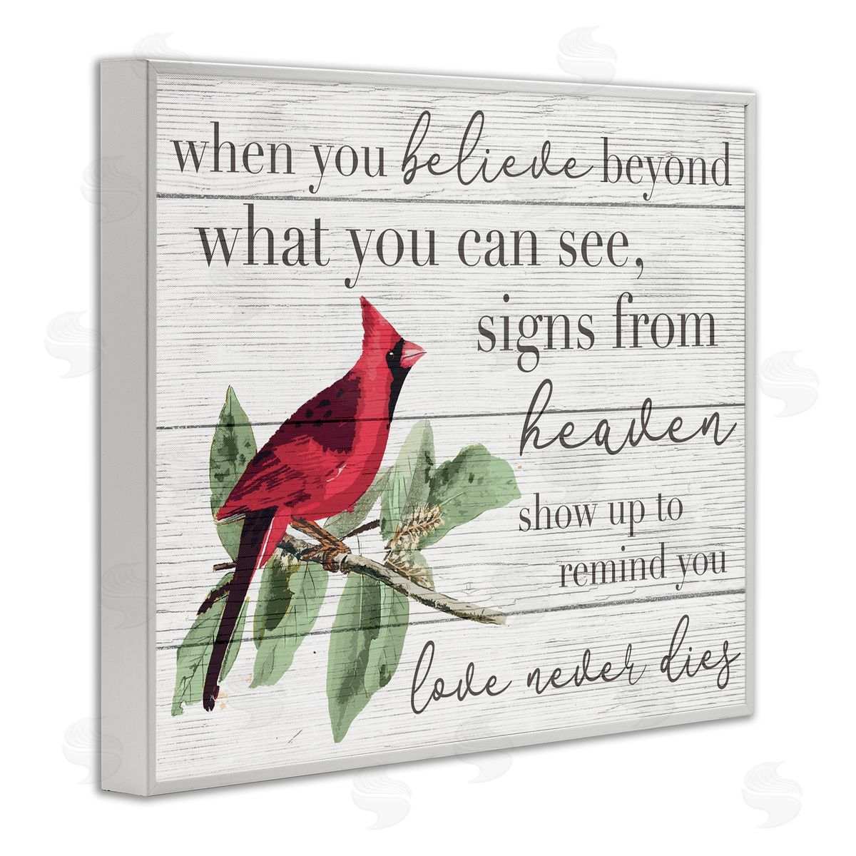 Love Never Dies Inspirational Cardinal White Frame Print Wall Art, Home Decor by Stupell Studio