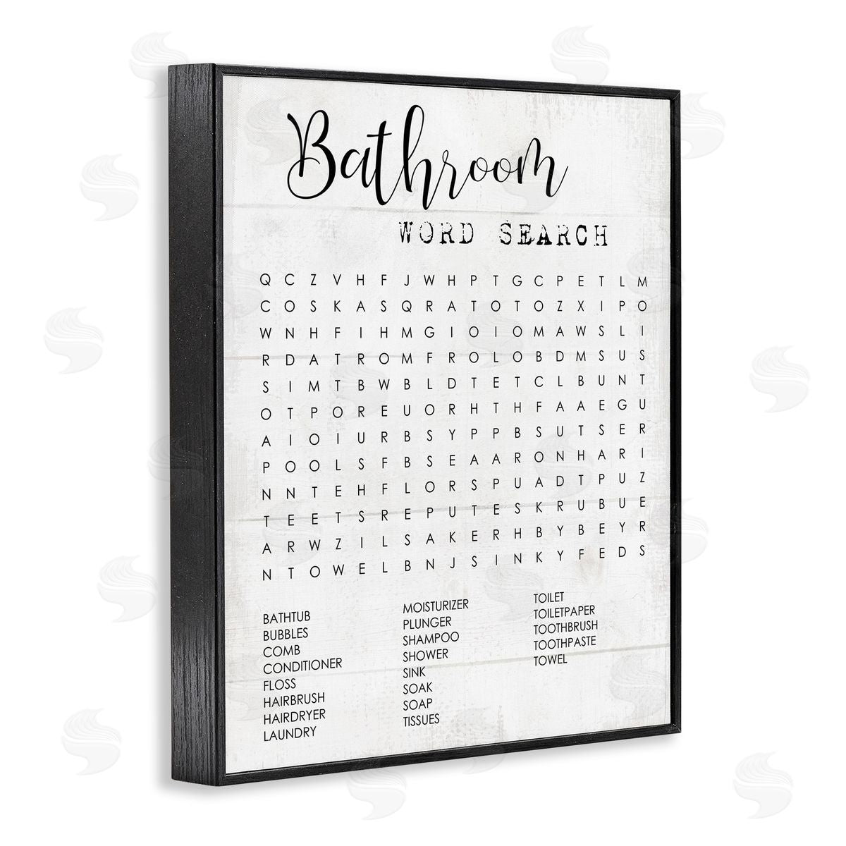 Bathroom Word Search Family Fun Black Frame Print Wall Art, Home Decor by Stupell Studio
