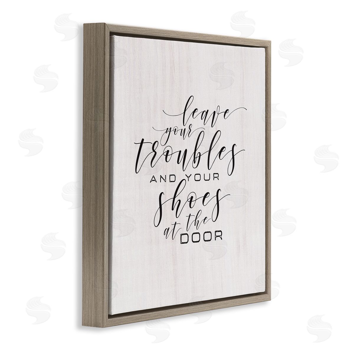 Troubles & Shoes at Door Brown Floating Frame Canvas Wall Art, Home Decor by Tammy Apple