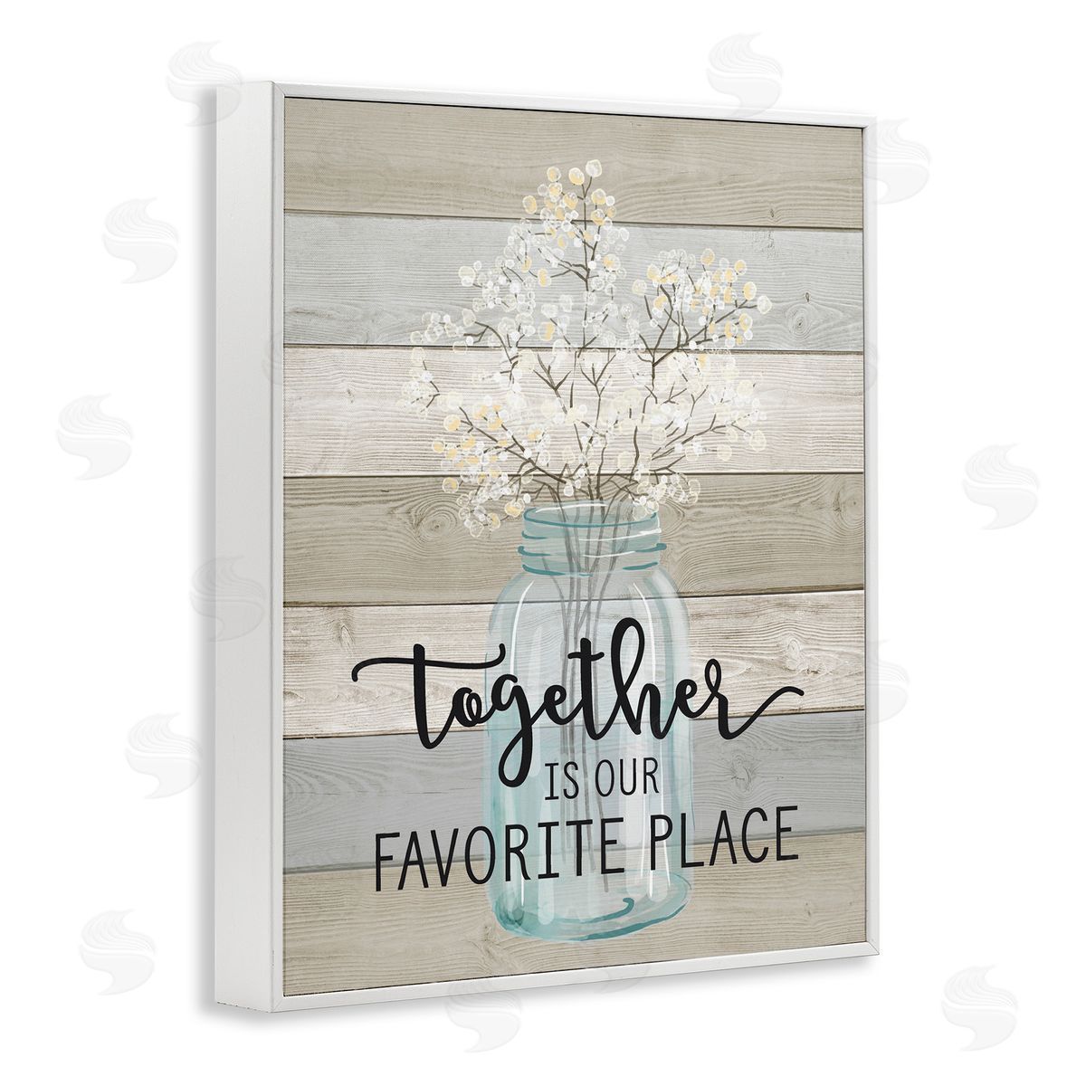 Together Favorite Place with Florals White Frame Print Wall Art, Home Decor by Lettered and Lined