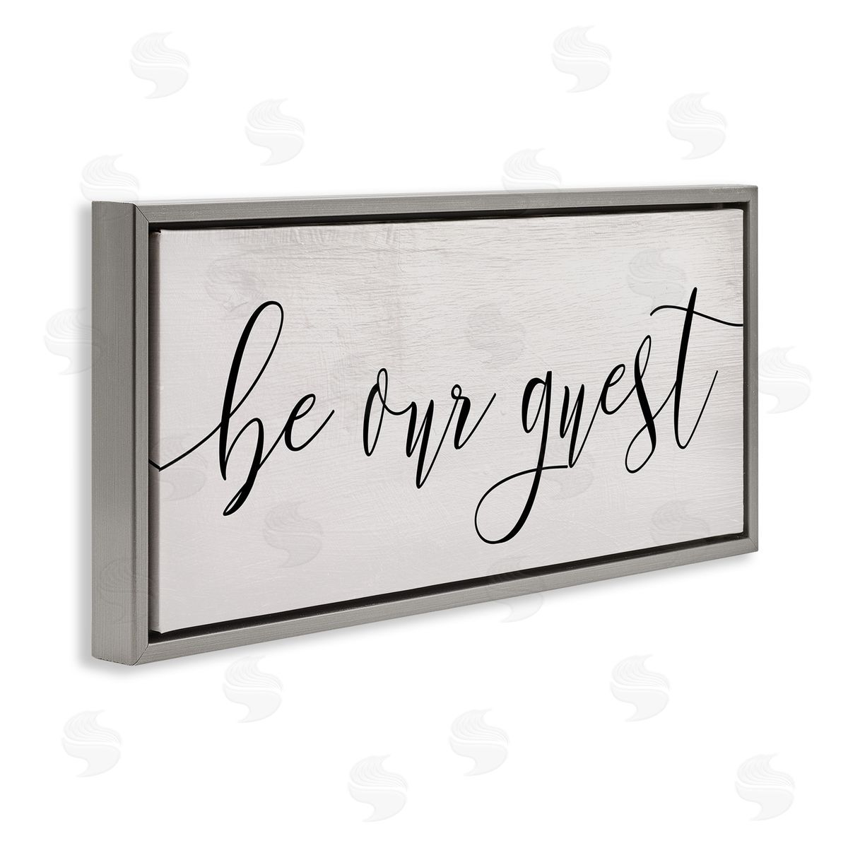Be Our Guest Script Grey Floating Frame Canvas Wall Art, Home Decor by Stupell Studio