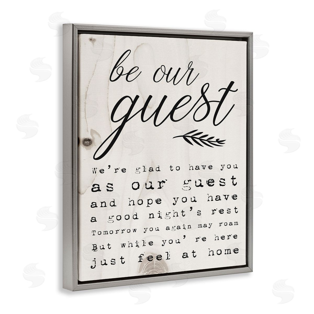 Be Our Guest Poem Cursive Grey Floating Frame Canvas Wall Art, Home Decor by Stupell Studio