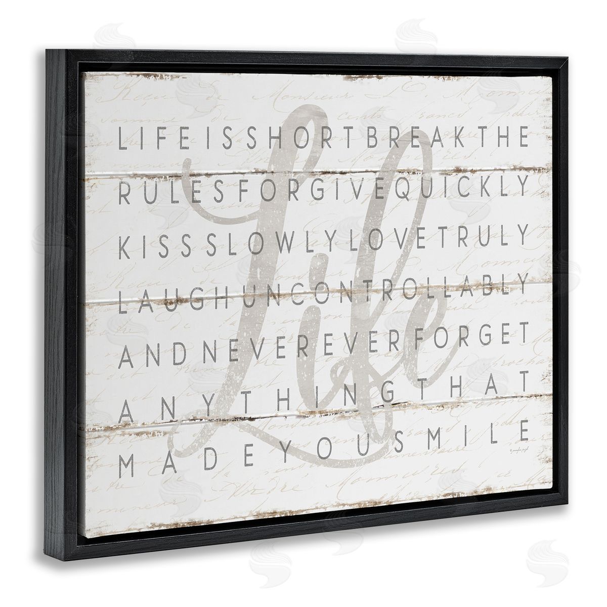 Life Is Short Sentiment Black Floating Frame Canvas Wall Art, Home Decor by Jennifer Pugh