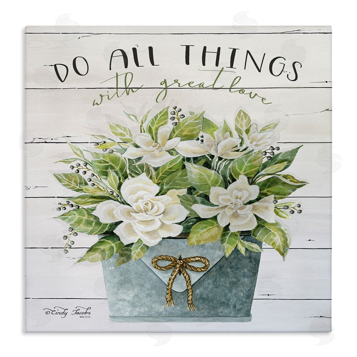 All Things With Love Floral Magnolia Canvas Wall Art, Home Decor by Cindy Jacobs
