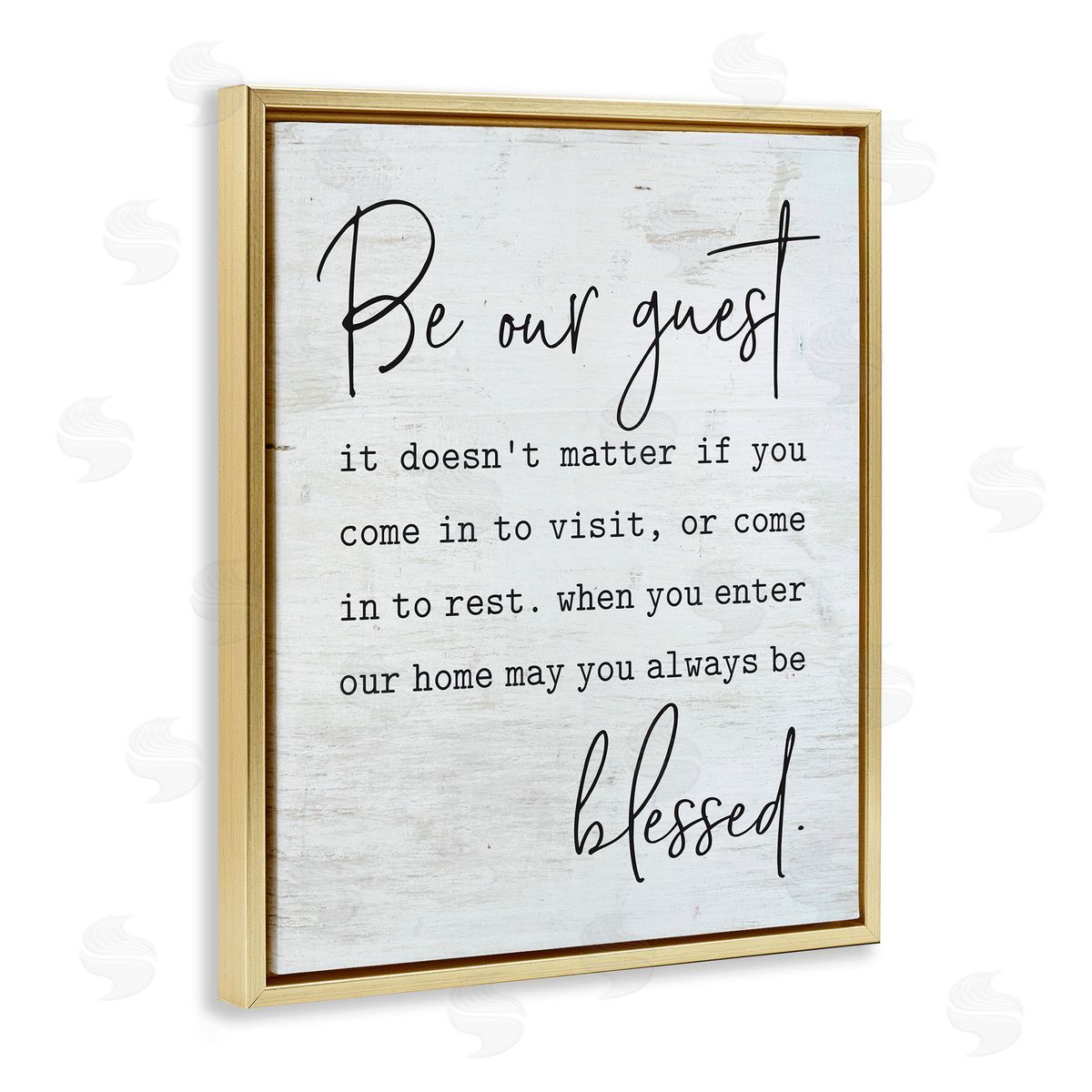 Be Our Guest Family Welcome Gold Floating Frame Canvas Wall Art, Home Decor by Lettered and Lined