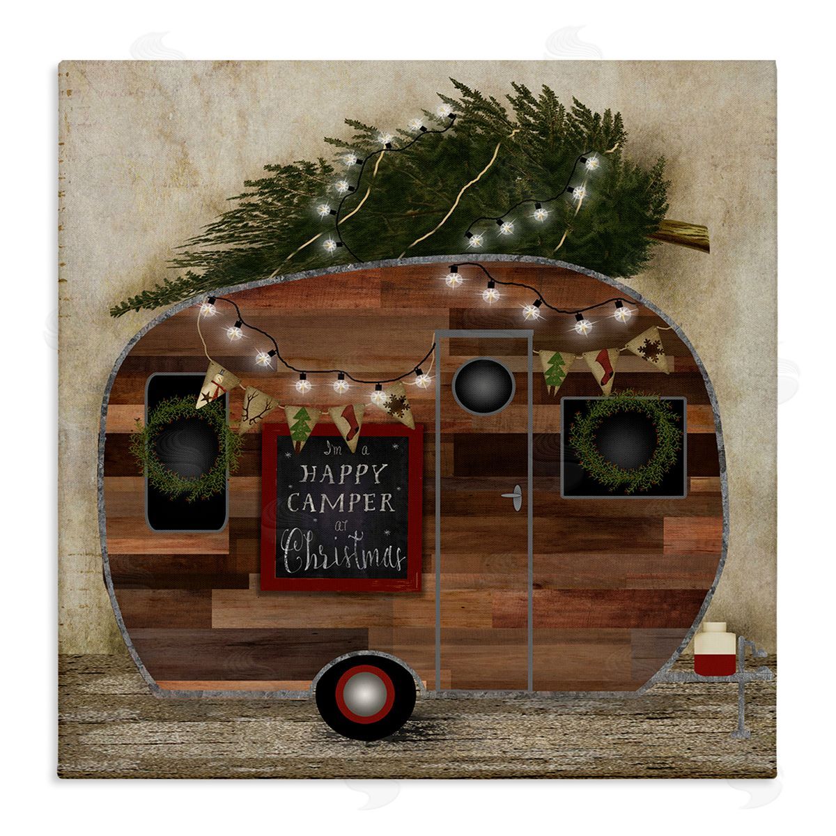 Happy Camper At Christmas Canvas Wall Art, Home Decor by Beth Albert
