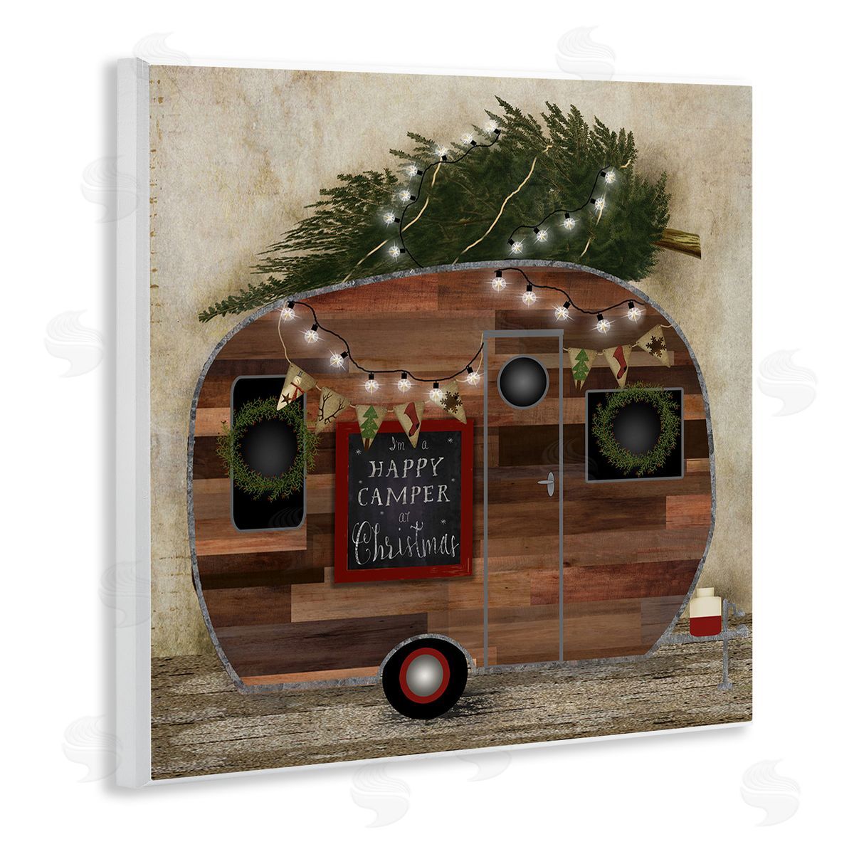 Happy Camper At Christmas Wood Plaque Wall Art, Home Decor by Beth Albert