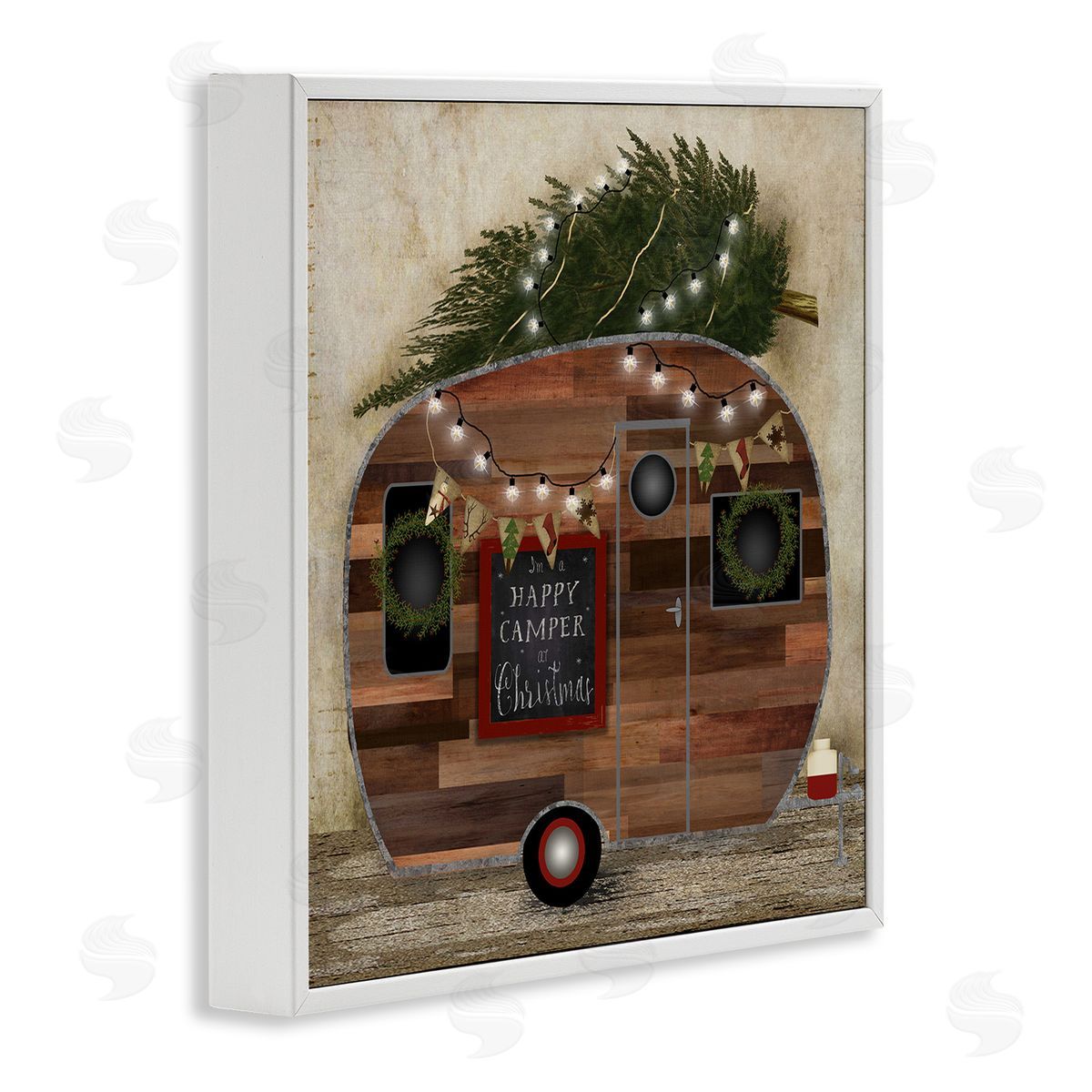 Happy Camper At Christmas White Frame Print Wall Art, Home Decor by Beth Albert