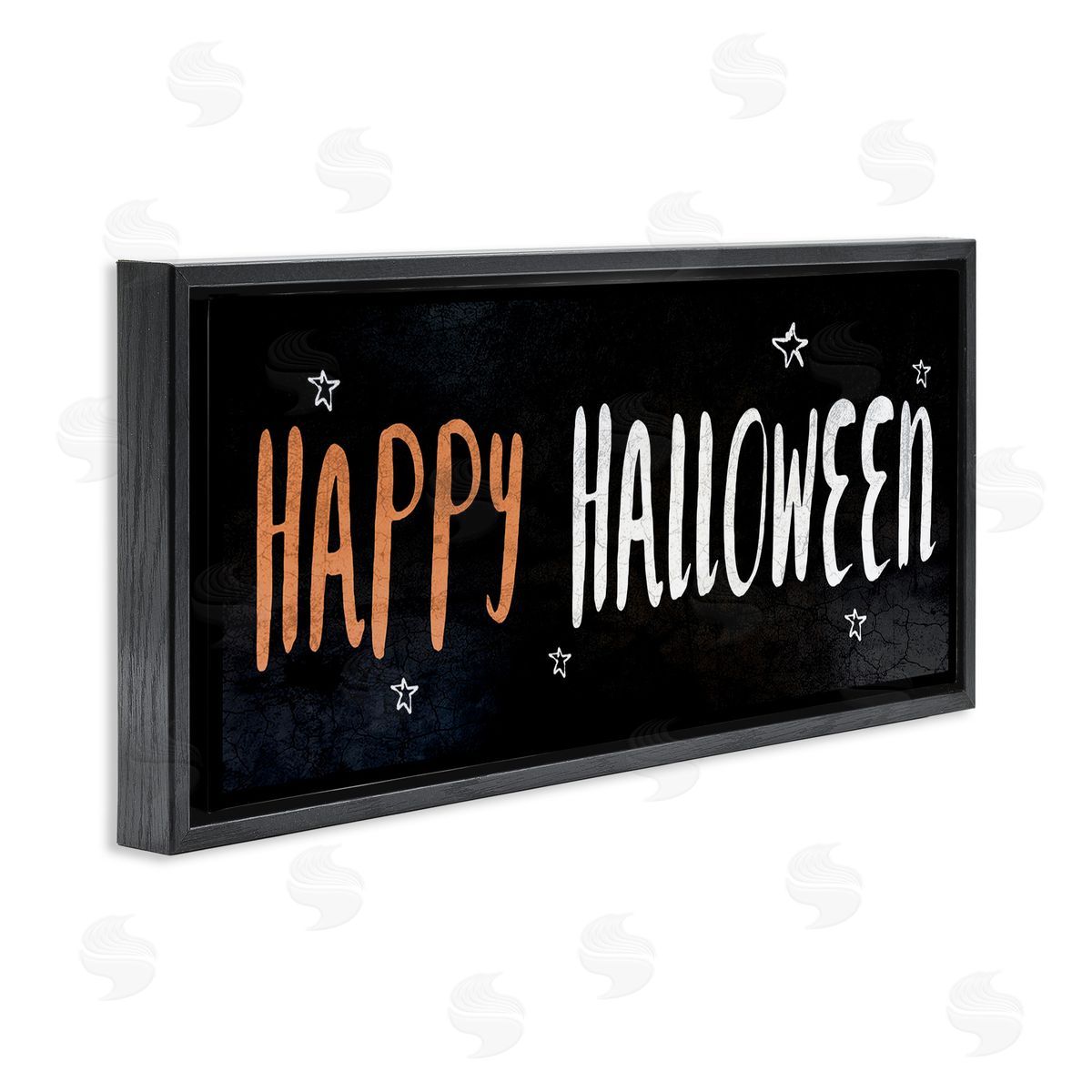 Happy Halloween Spooky Stars Black Floating Frame Canvas Wall Art, Home Decor by Stupell Studio