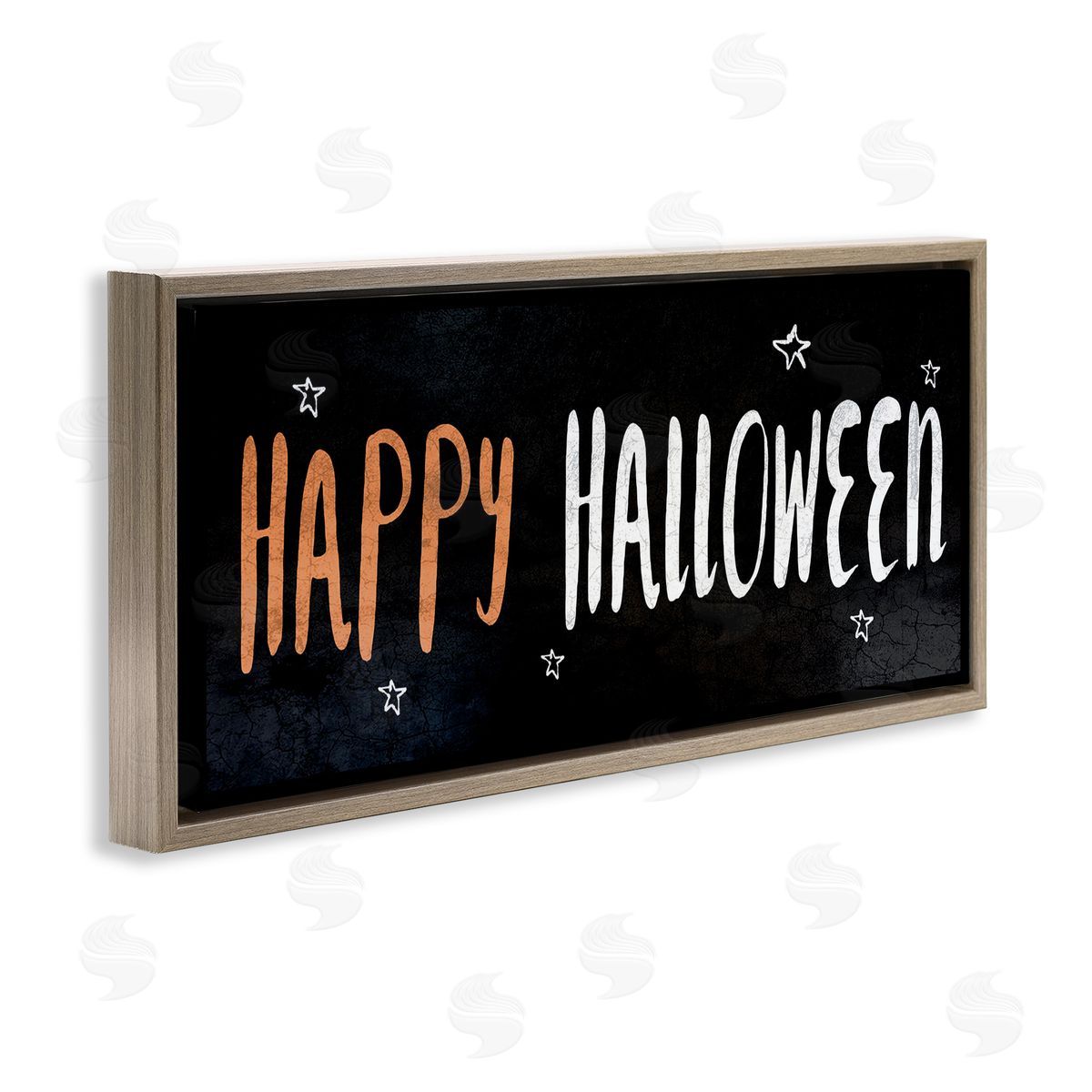 Happy Halloween Spooky Stars Brown Floating Frame Canvas Wall Art, Home Decor by Stupell Studio