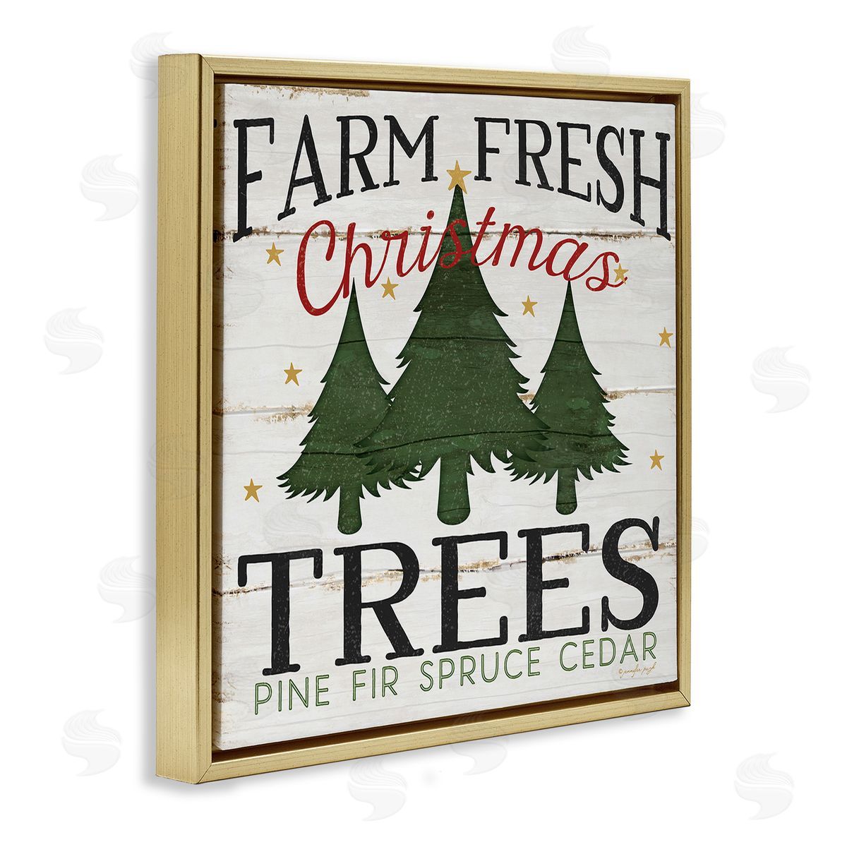 Farm Fresh Christmas Trees Gold Floating Frame Canvas Wall Art, Home Decor by Jennifer Pugh