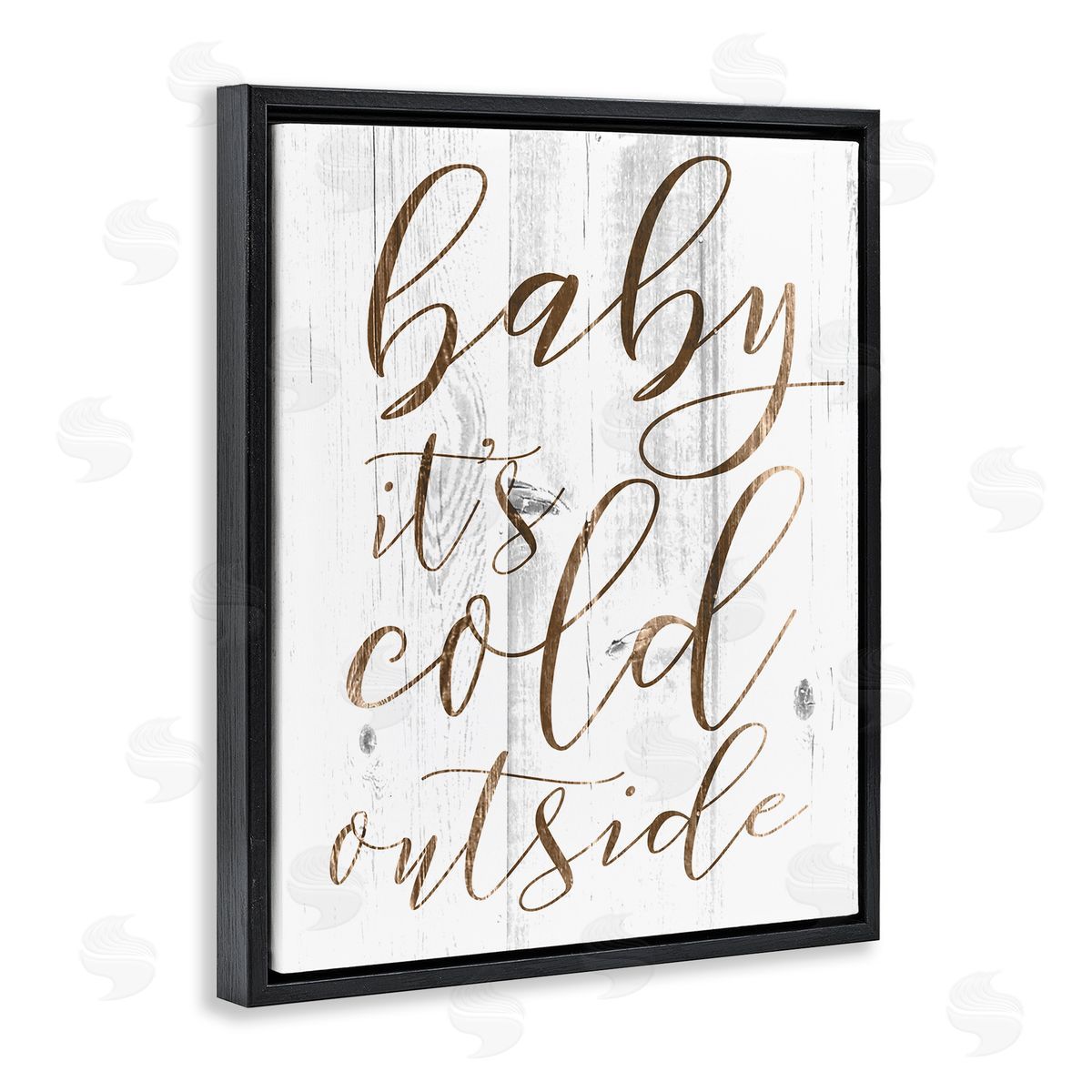 Baby Its Cold Outside Cursive Black Floating Frame Canvas Wall Art, Home Decor by Stupell Studio
