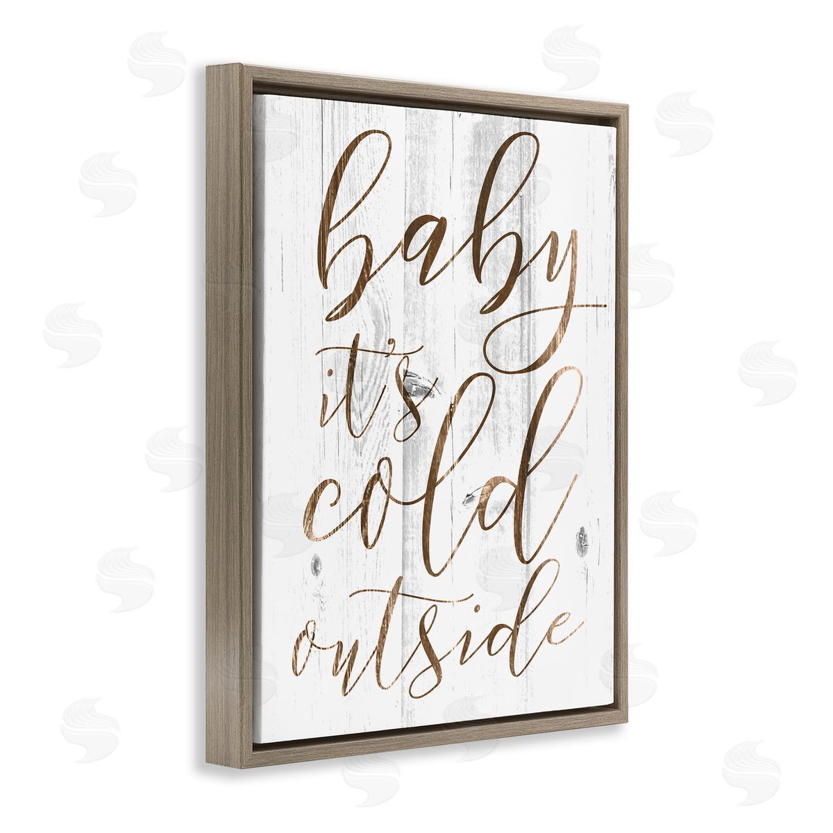 Baby Its Cold Outside Cursive Brown Floating Frame Canvas Wall Art, Home Decor by Stupell Studio