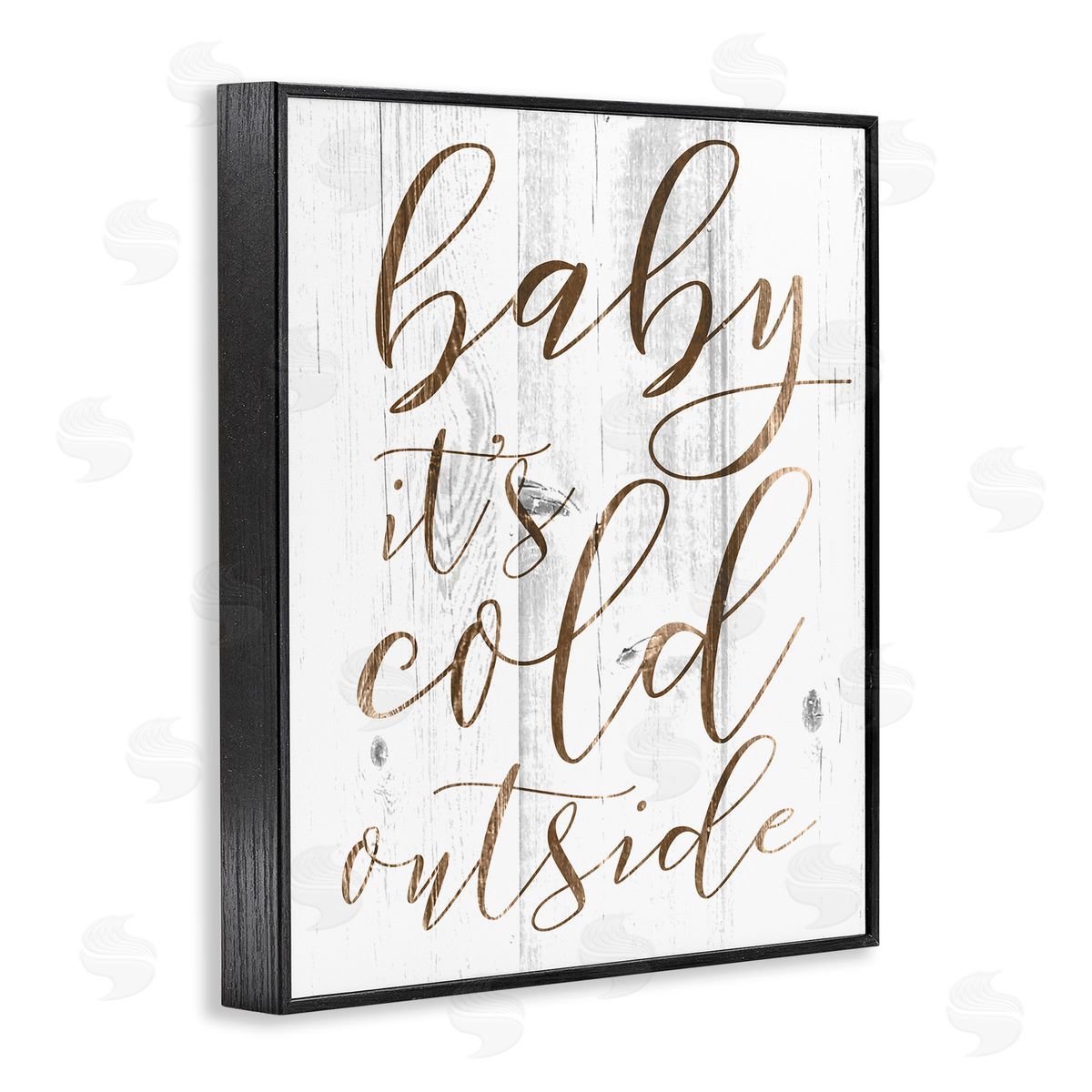 Baby Its Cold Outside Cursive Black Frame Print Wall Art, Home Decor by Stupell Studio