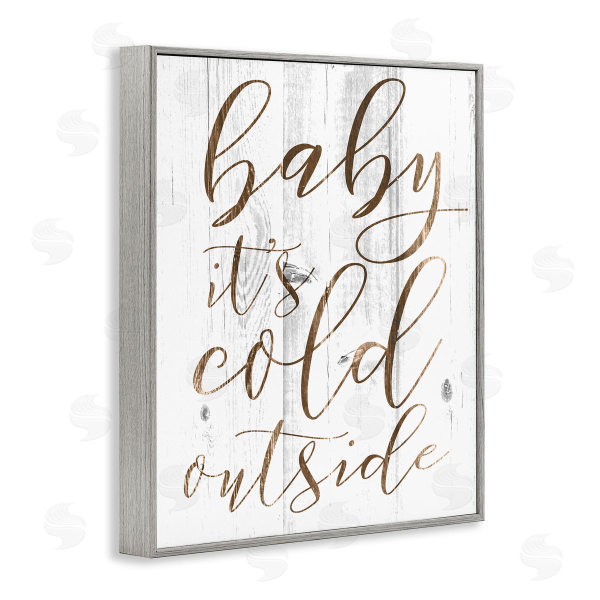 Baby Its Cold Outside Cursive Grey Frame Print Wall Art, Home Decor by Stupell Studio