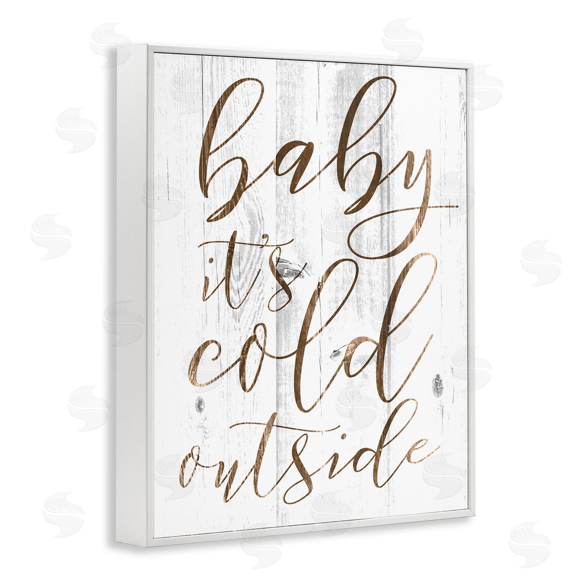 Baby Its Cold Outside Cursive White Frame Print Wall Art, Home Decor by Stupell Studio