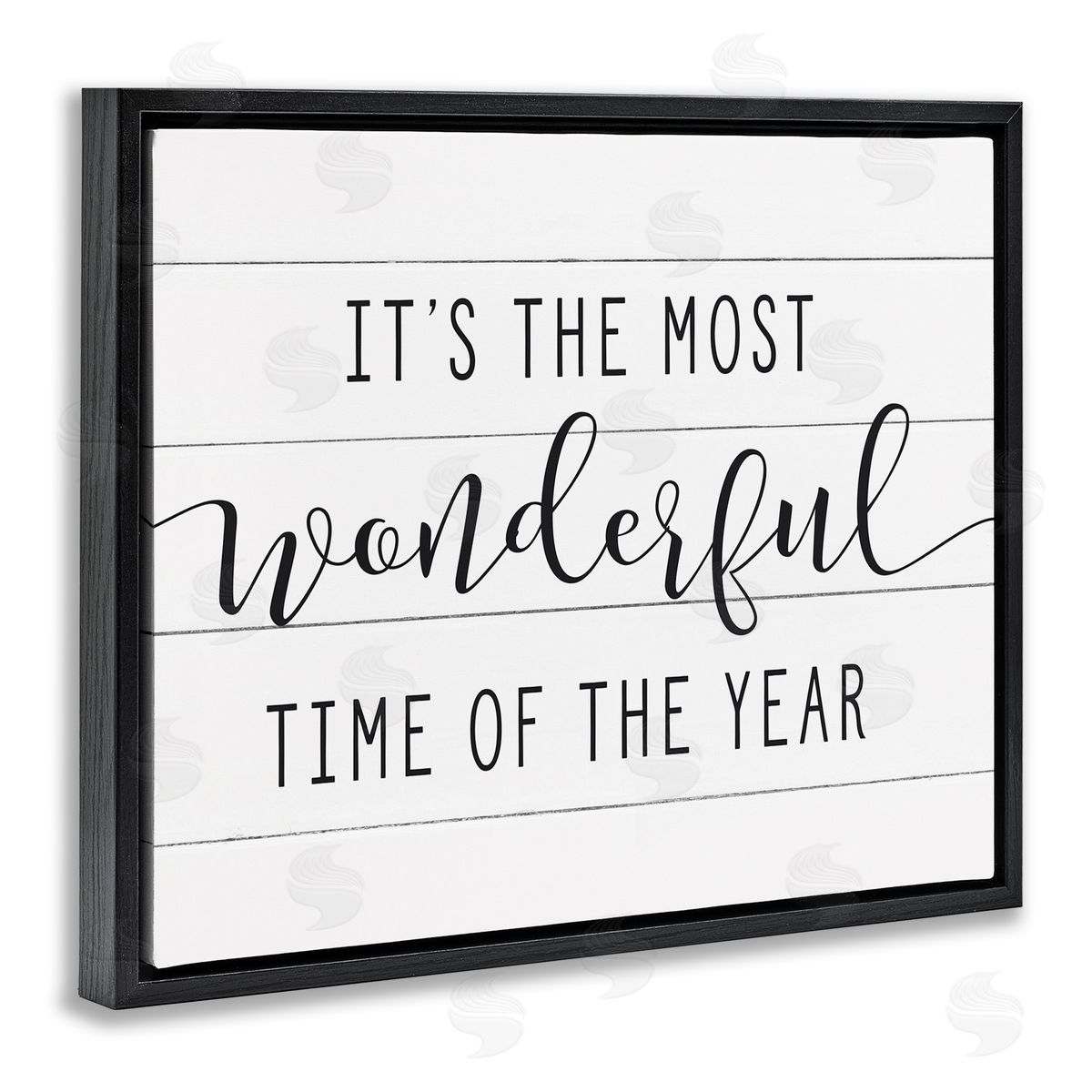 Most Wonderful Time Rustic Chic Black Floating Frame Canvas Wall Art, Home Decor by Lettered and Lined