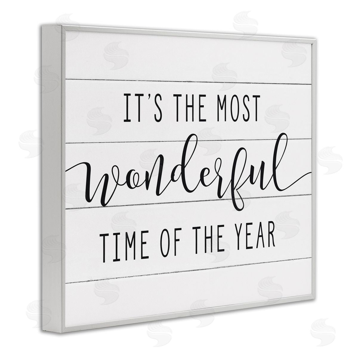 Most Wonderful Time Rustic Chic White Frame Print Wall Art, Home Decor by Lettered and Lined