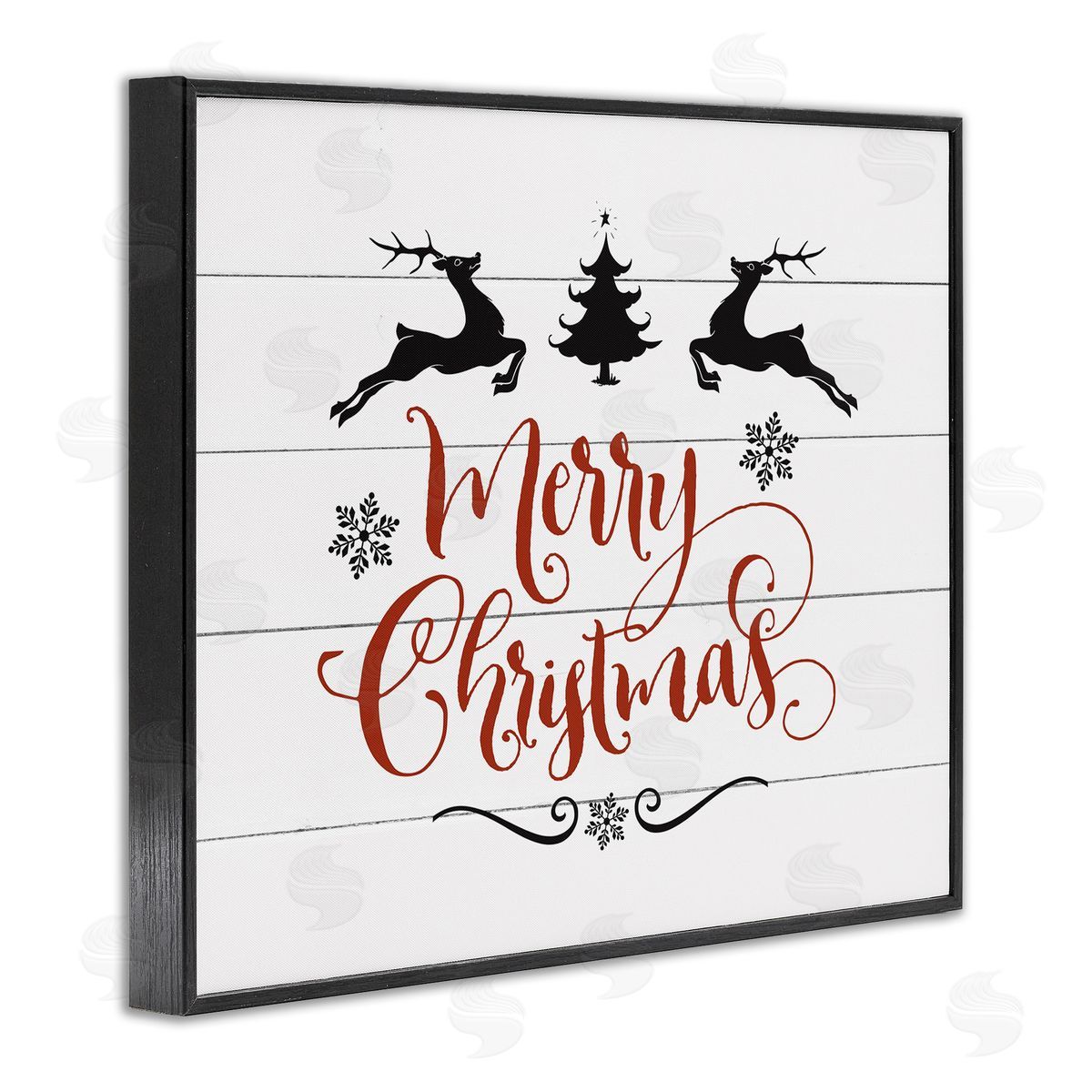 Merry Christmas with Reindeer Black Frame Print Wall Art, Home Decor by Lettered and Lined