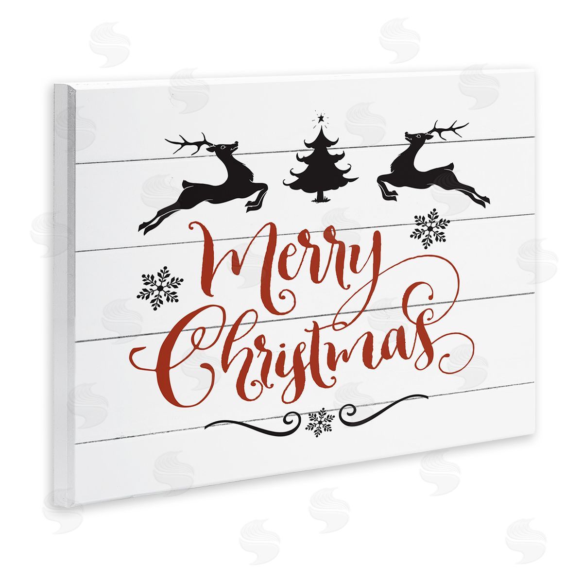 Merry Christmas with Reindeer Wood Plaque Wall Art, Home Decor by Lettered and Lined