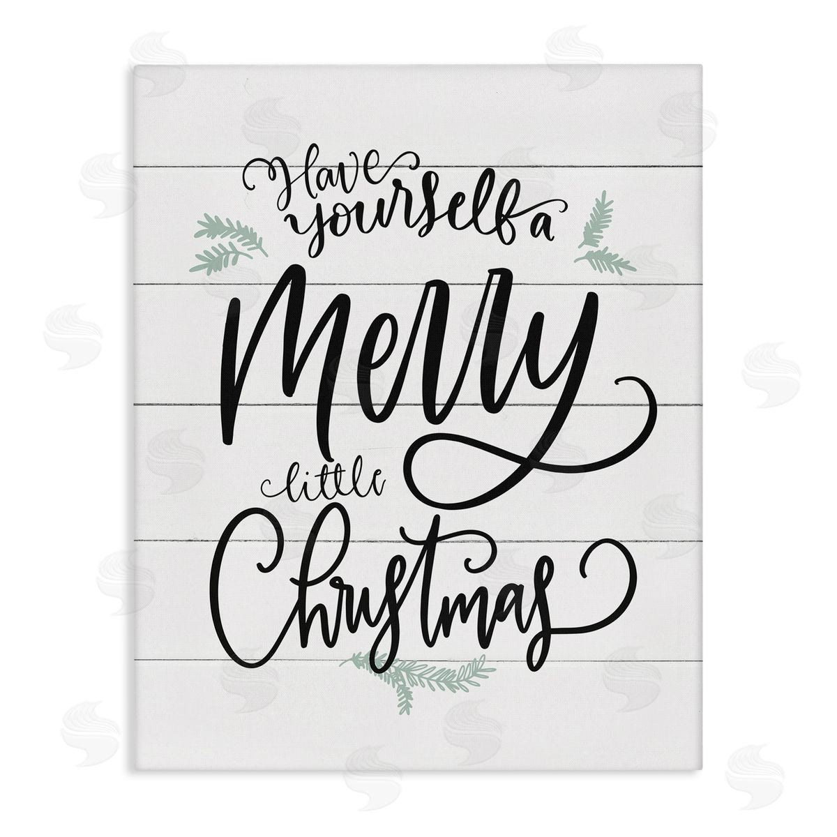 Merry Little Christmas Planked Phrase Canvas Wall Art, Home Decor by Lettered and Lined