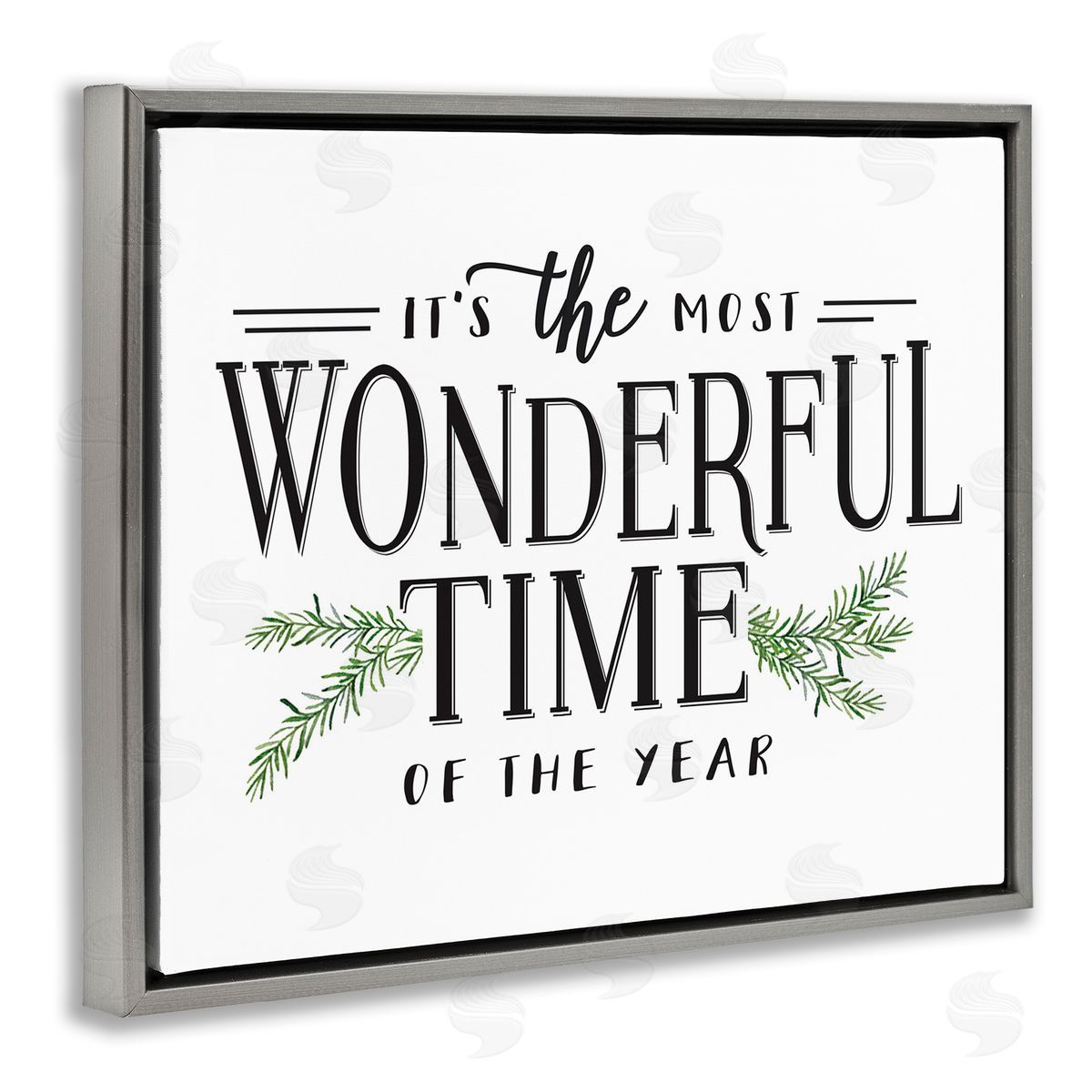 Classic Vintage Christmas Phrase Grey Floating Frame Canvas Wall Art, Home Decor by Lettered and Lined