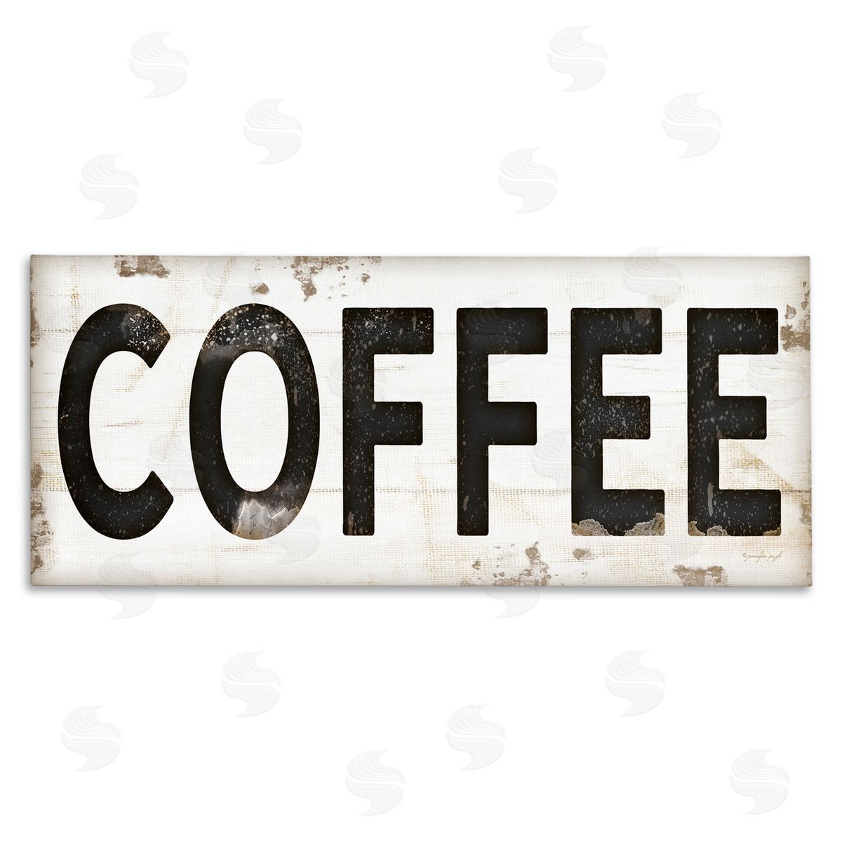Coffee Typography Vintage Sign Canvas Wall Art, Home Decor by Jennifer Pugh