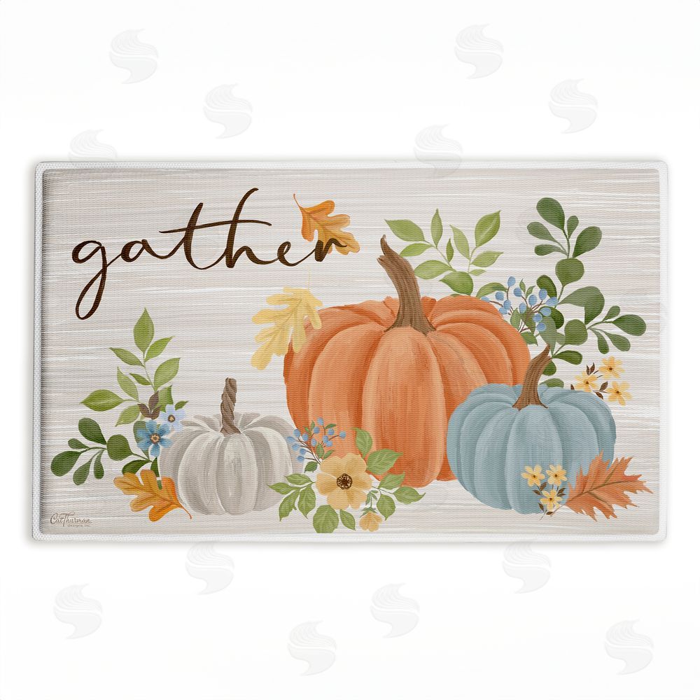 Cat Thurman Designs Gather Welcome Autumn Pumpkins Plush Bathroom Floor Mat