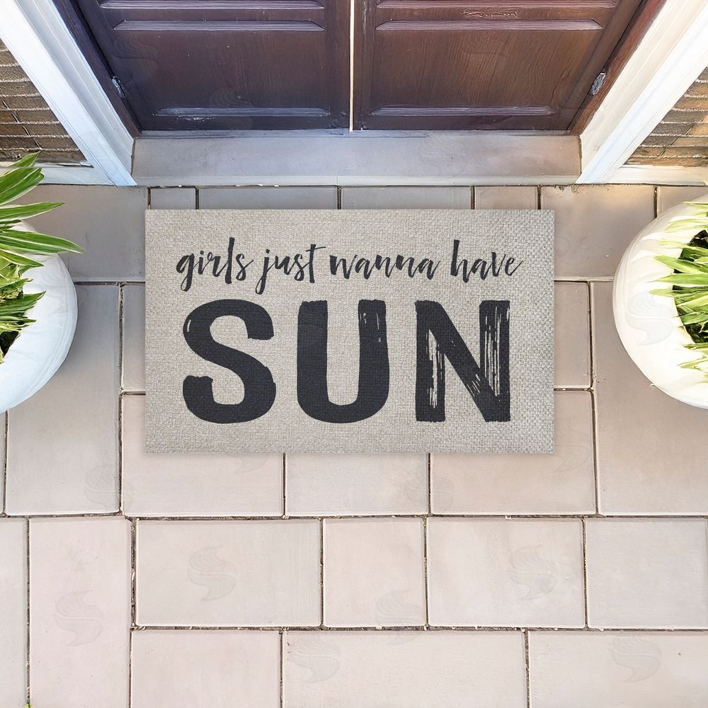 Lettered and Lined Girls Wanna Have Sun Outdoor Faux Sisal Door Mat