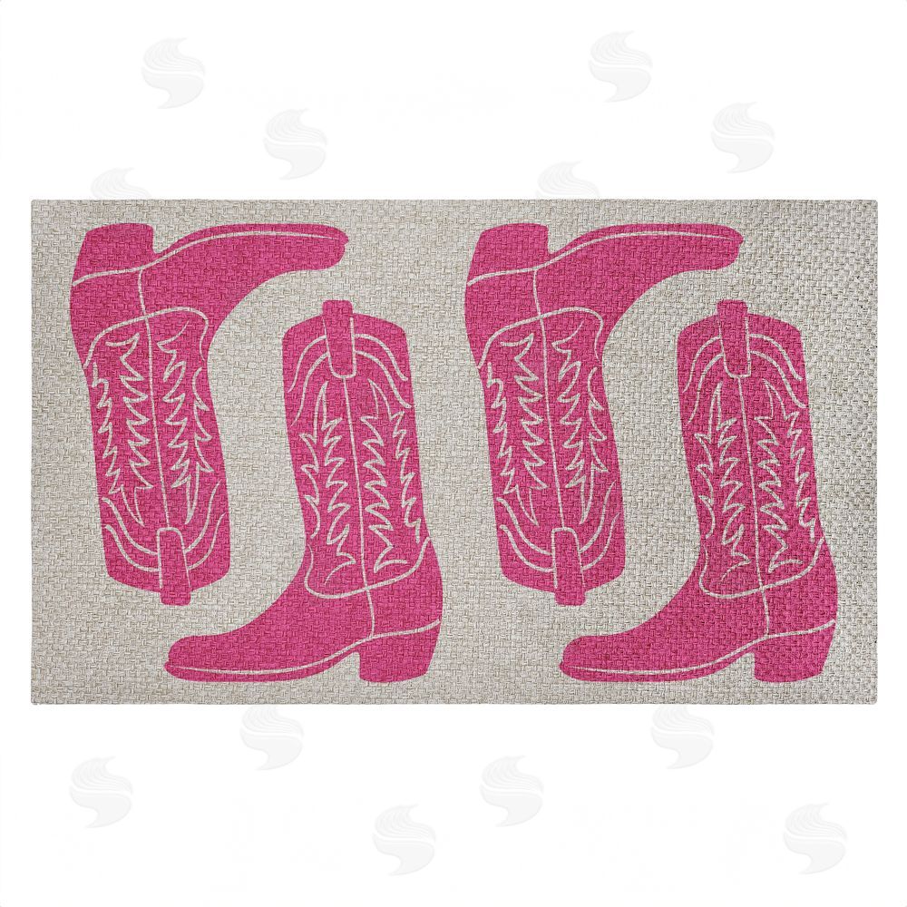 Stupell Studio Pink Cowgirl Boots Outdoor Faux Sisal Door Mat