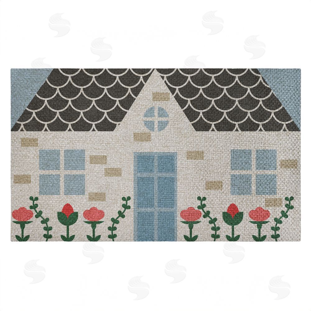 Stupell Studio Quaint Cottage Garden Outdoor Faux Sisal Door Mat
