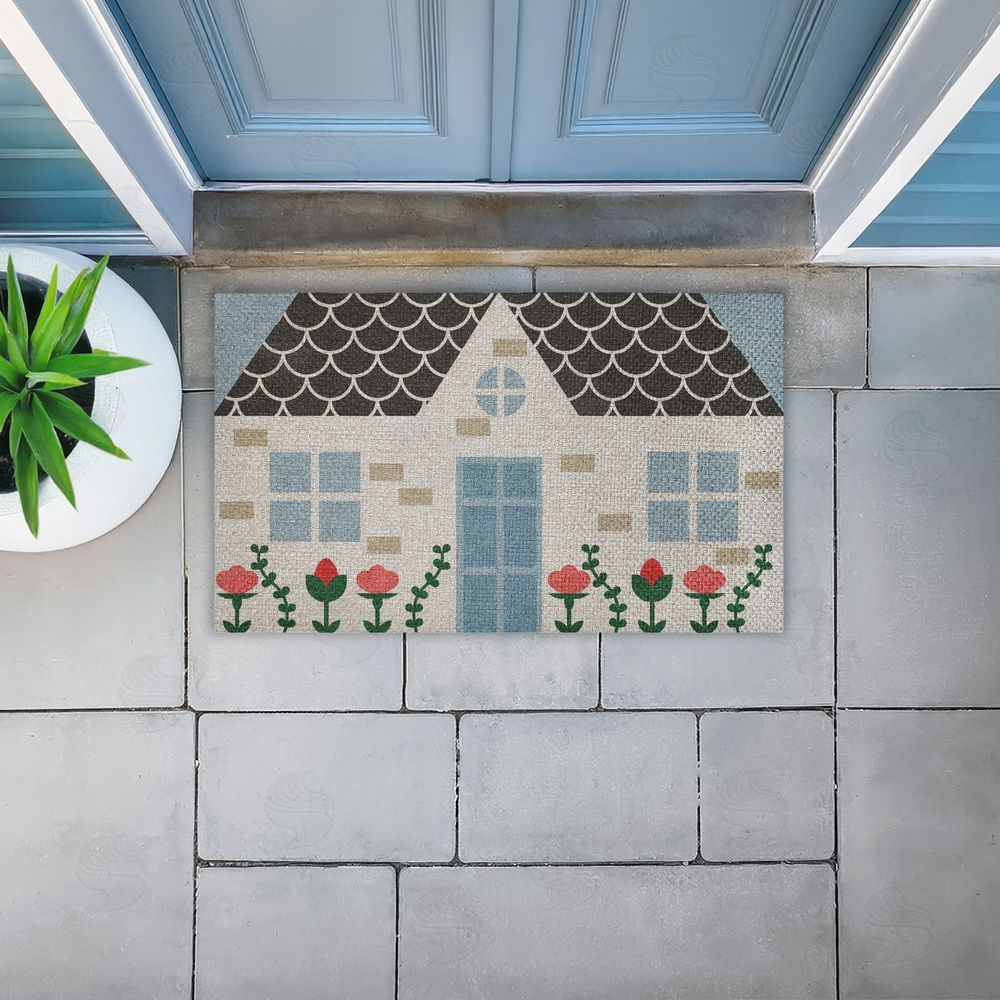 Stupell Studio Quaint Cottage Garden Outdoor Faux Sisal Door Mat