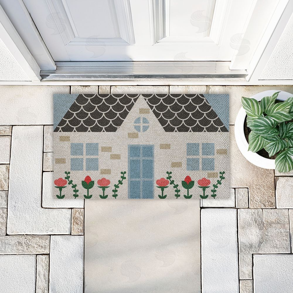 Stupell Studio Quaint Cottage Garden Outdoor Faux Sisal Door Mat