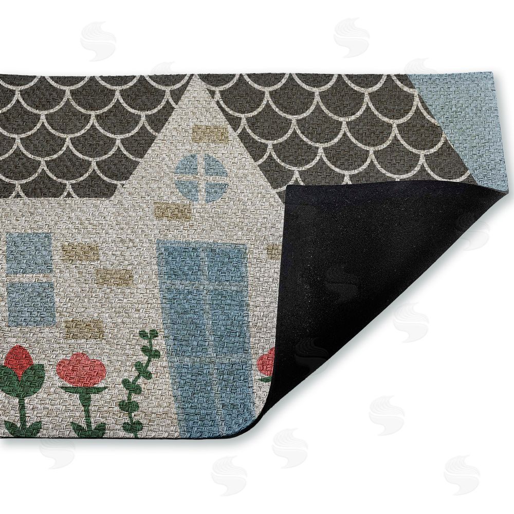 Stupell Studio Quaint Cottage Garden Outdoor Faux Sisal Door Mat
