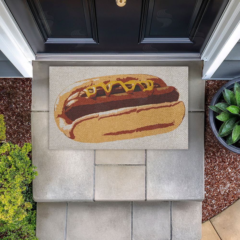 Stupell Studio Kitchen Pop Style Hotdog Outdoor Faux Sisal Door Mat