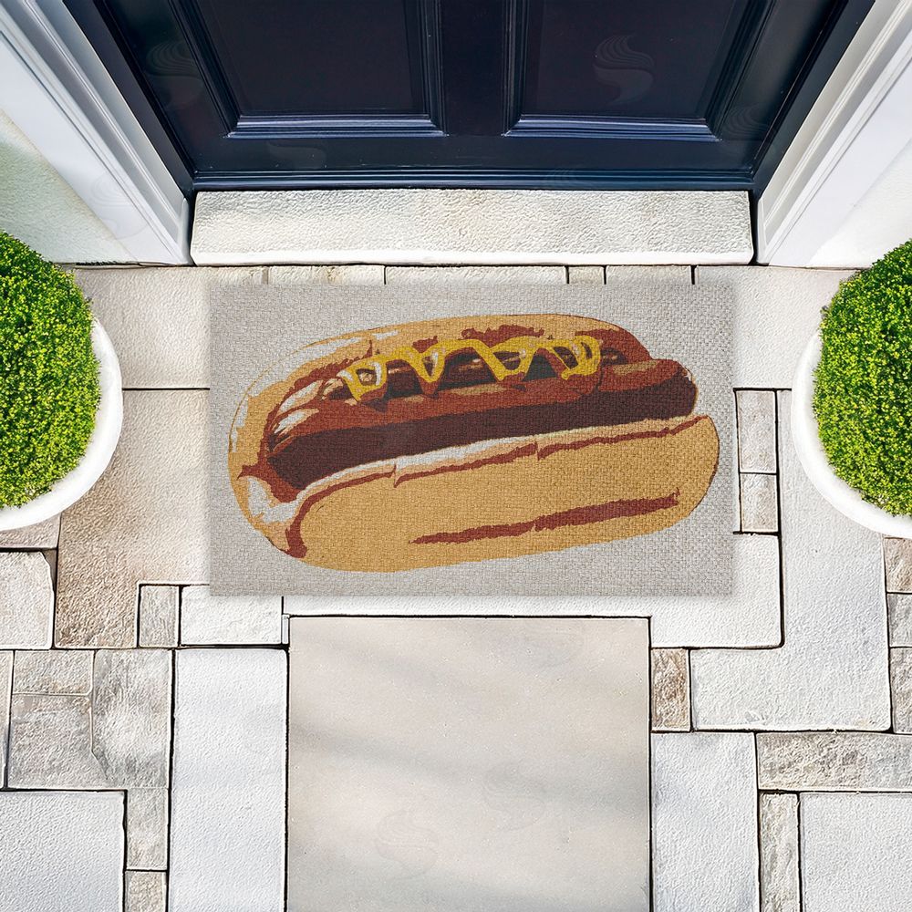 Stupell Studio Kitchen Pop Style Hotdog Outdoor Faux Sisal Door Mat