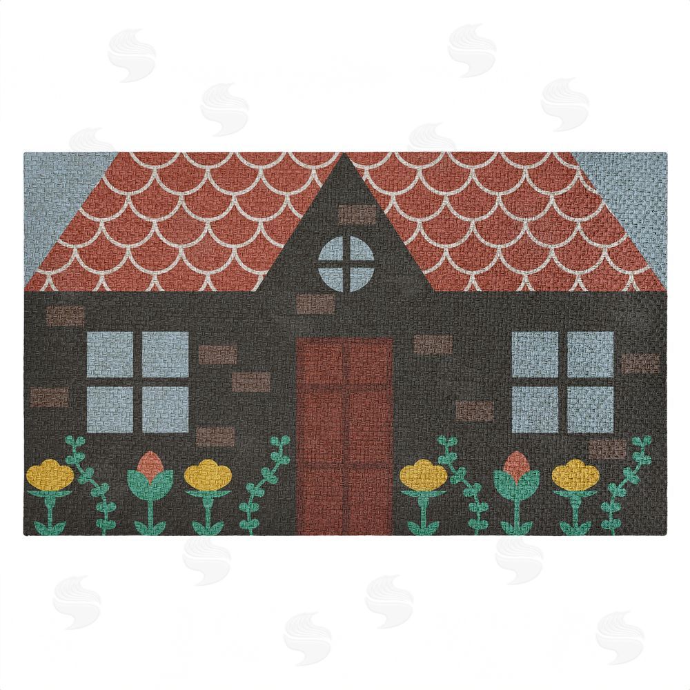 Stupell Studio Quaint Brick Cottage Outdoor Faux Sisal Door Mat