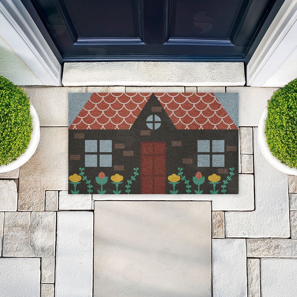 Stupell Studio Quaint Brick Cottage Outdoor Faux Sisal Door Mat