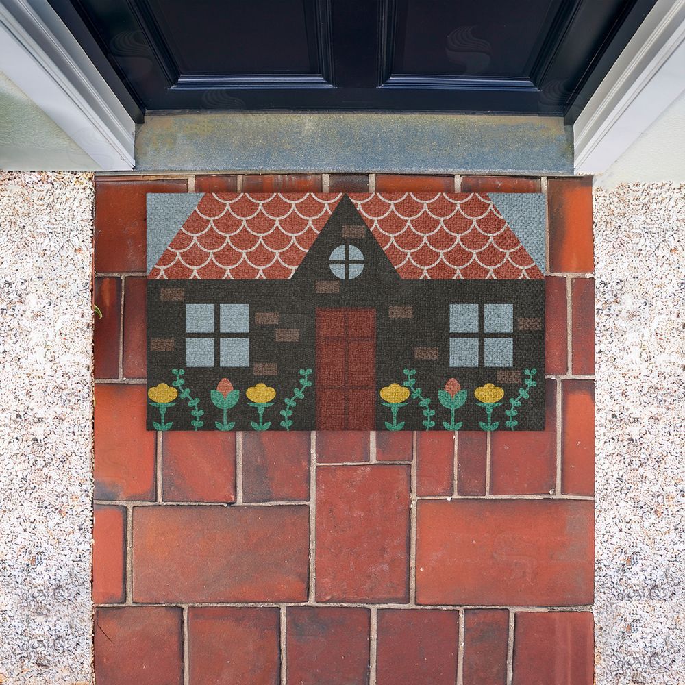 Stupell Studio Quaint Brick Cottage Outdoor Faux Sisal Door Mat