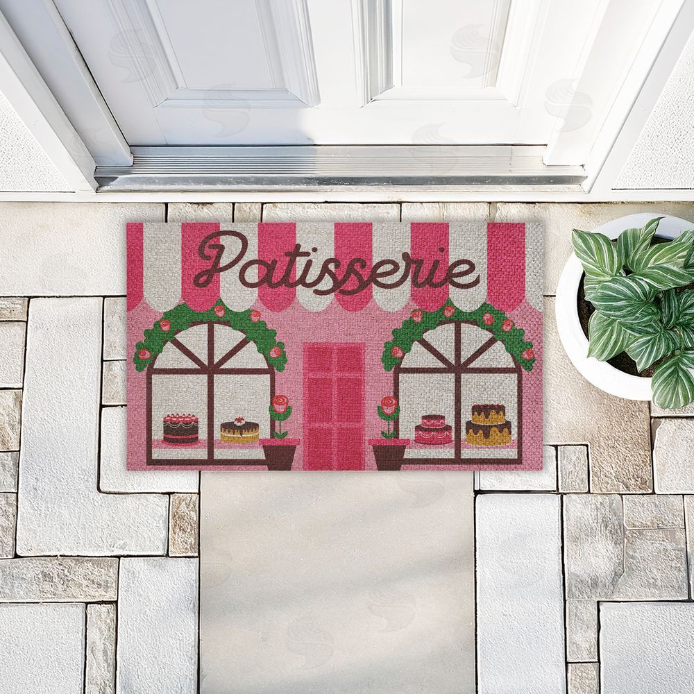 Stupell Studio Patisserie Shop Windows Outdoor Faux Sisal Door Mat