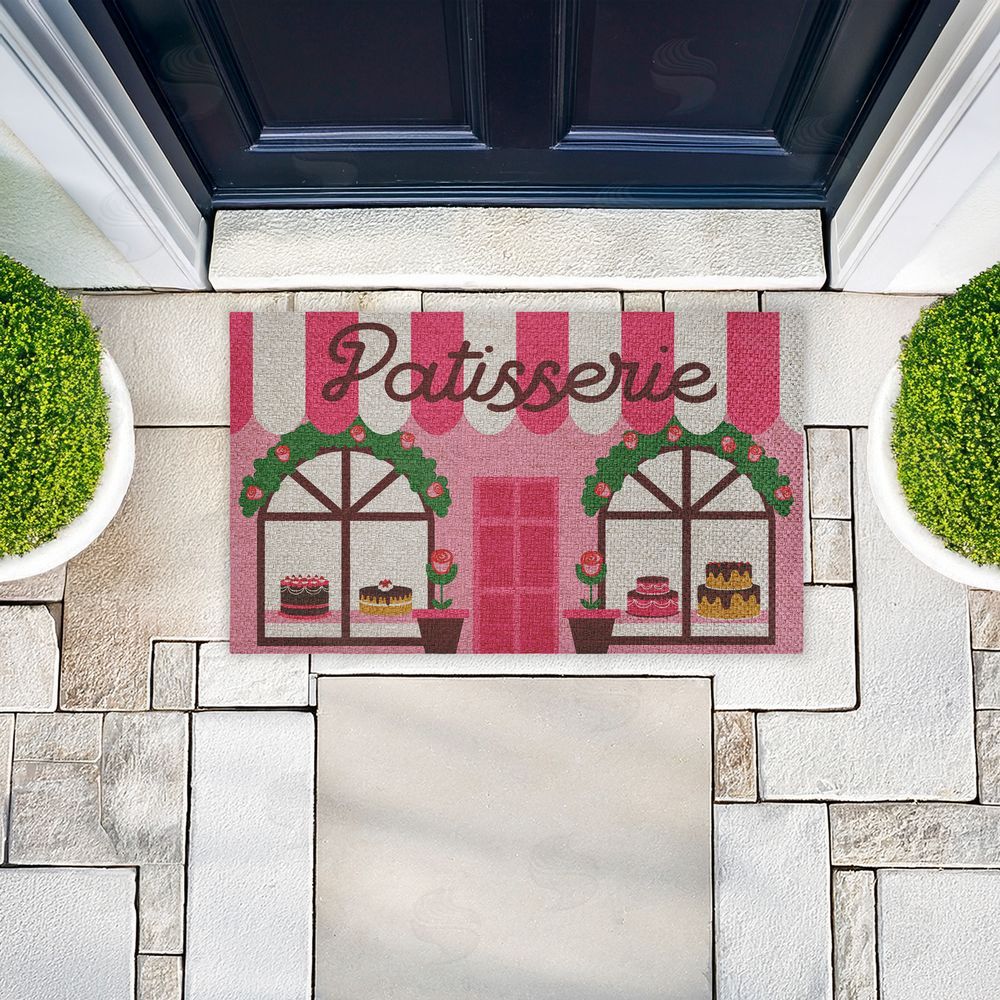 Stupell Studio Patisserie Shop Windows Outdoor Faux Sisal Door Mat