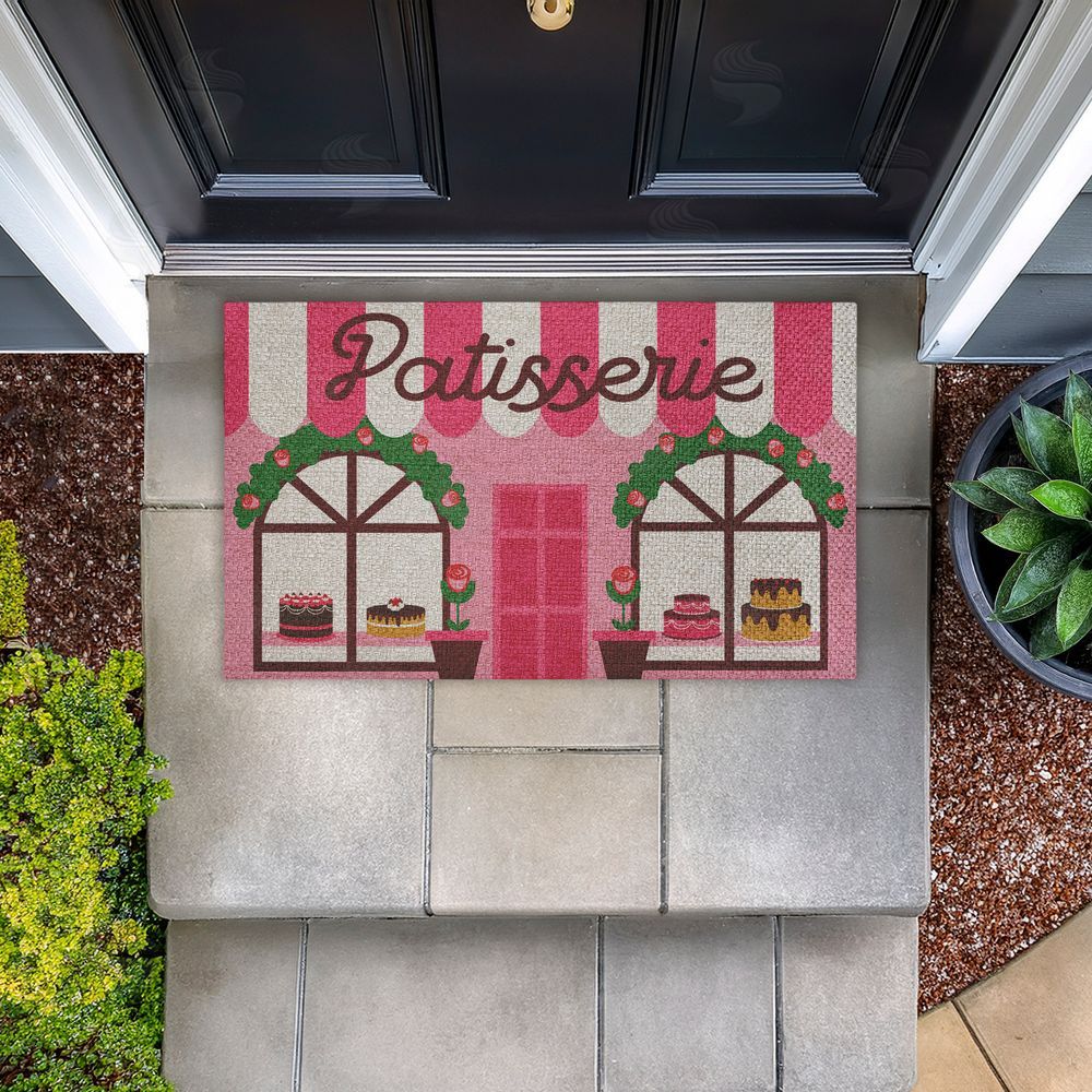 Stupell Studio Patisserie Shop Windows Outdoor Faux Sisal Door Mat