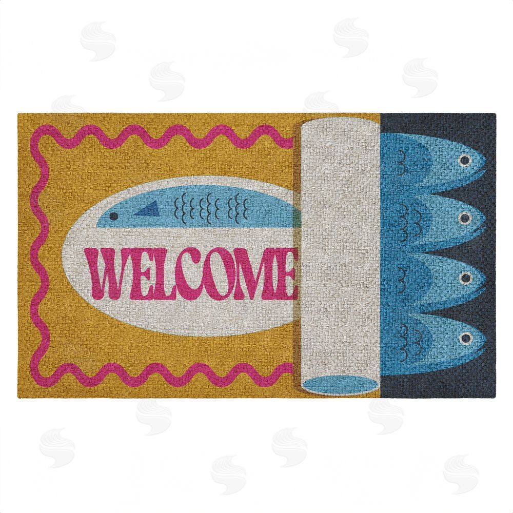 Stupell Studio Welcome Retro Tuna Can Outdoor Faux Sisal Door Mat