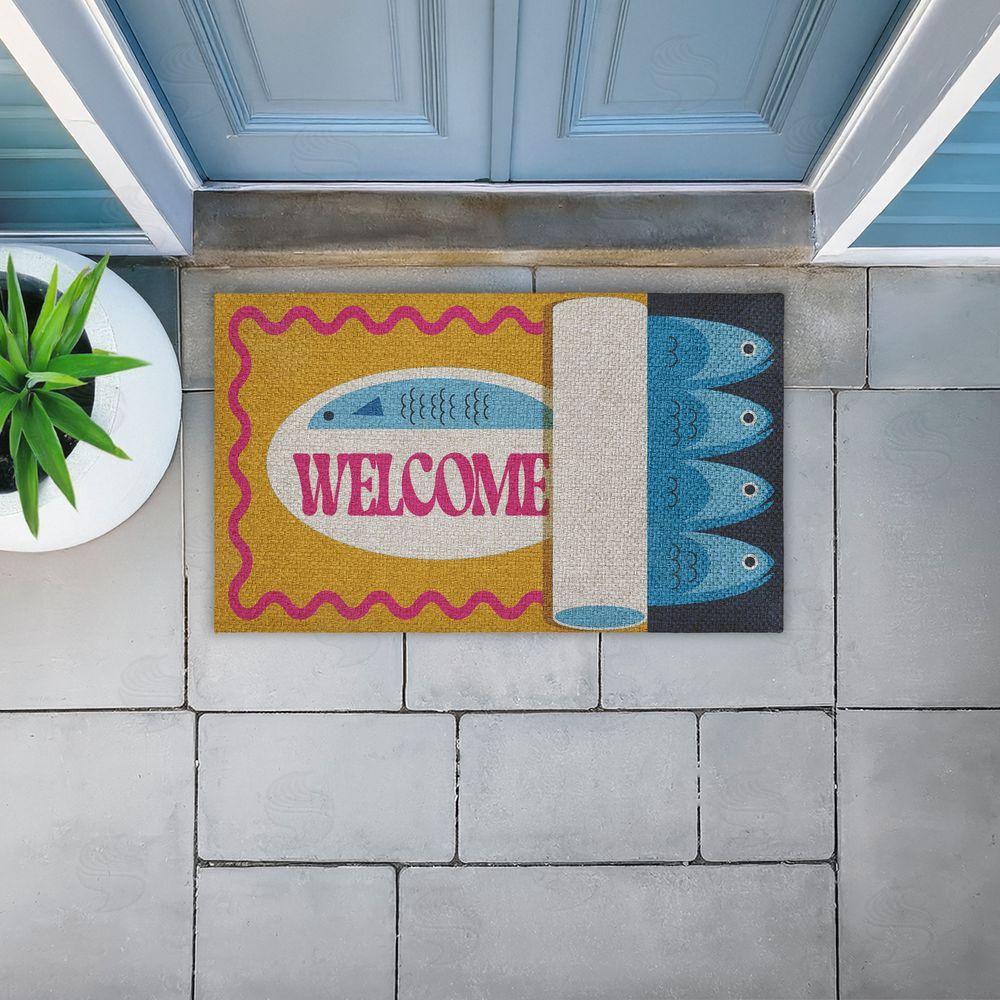 Stupell Studio Welcome Retro Tuna Can Outdoor Faux Sisal Door Mat