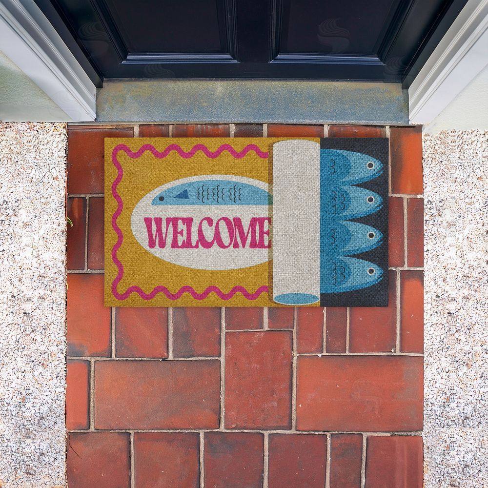 Stupell Studio Welcome Retro Tuna Can Outdoor Faux Sisal Door Mat