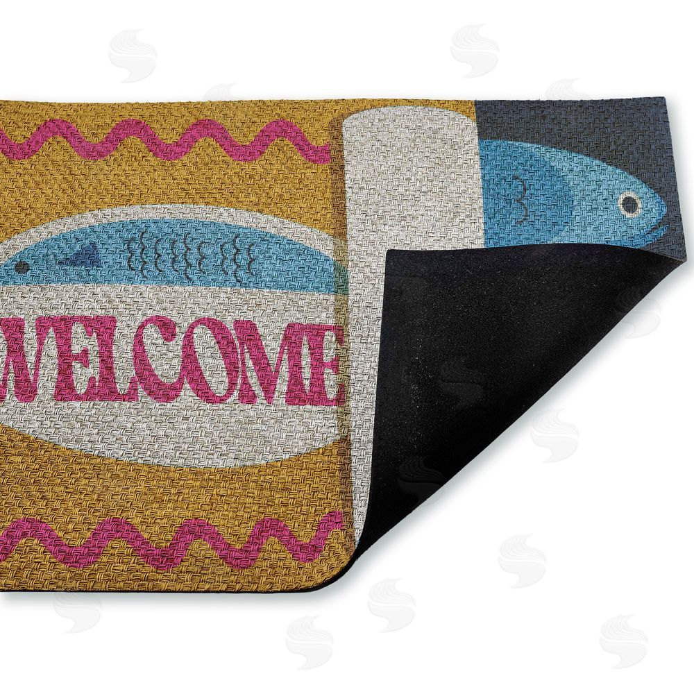 Stupell Studio Welcome Retro Tuna Can Outdoor Faux Sisal Door Mat